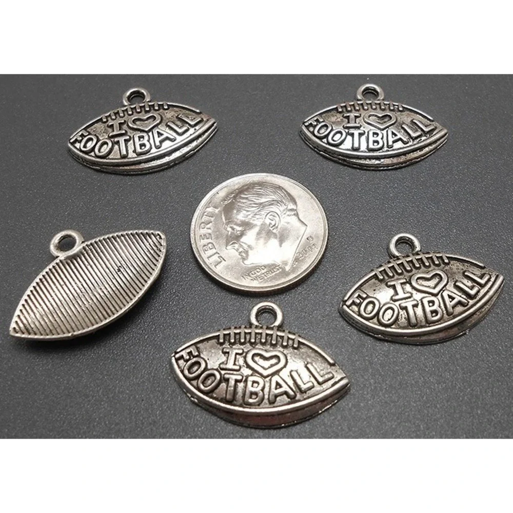 10pcs I‎ Love Football Charms, jewelry making supplies